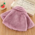 thumbnail image 3 of SILVERCELL Girl's Solid Color Thickened Lapel Collar Short Cape Winter Fuzzy Fluffy Shawl Coat for 0-48M Infant Toddler, 3 of 12
