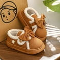 thumbnail image 5 of Xfvqtps Womens Cotton Shoes Suede Fleece Cute Bowknot Flower Button Decoration Plus Velvet Thickened Thick Bottom Non Slip Fashion Comfortable Warm Winter Snow Boots Brown, 5 of 9