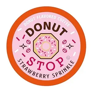 Donut Stop Medium Roast Coffee Pods, Strawberry Sprinkle Flavor, 40 Count, Compatible with 2.0 K Cup Brewers