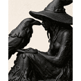 thumbnail image 4 of 3D Printed Witch & Raven Figurine – Black Witch Statue with Hat Gothic Sculpture for Desk, Shelf, Halloween Decor, Dark Art Collectible, Mini 3D Printed Ornament, 3.2in Tall, 4 of 5