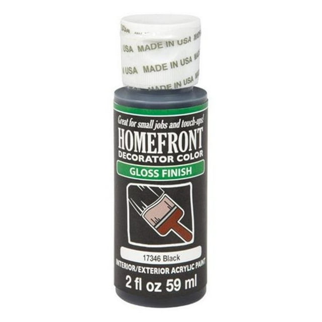 Homefront 17346 2 oz Black Gloss Decorator Color Acrylic Paint - pack of 3