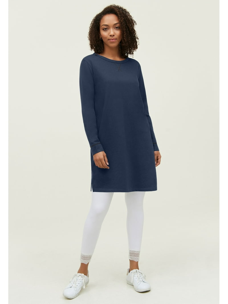 Navy Blue Women's Tunic Dresses With Leggings Ellos Women's Plus Size French Terry Tunic Dress 4X, Navy Navy Blue Women's Tunic Dresses With Leggings Ellos Women's Plus Size French Terry Tunic Dress 4X, Navy