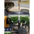thumbnail image 5 of Outdoor Tablecloth with Umbrella Hole for Patio/Picnic/Party/Camping, Sports Theme Waterproof Table Cloth Square Cover Washable, Football Field Lights Green Grass White Text (54"x 54"), 5 of 9
