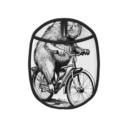 

Lukts Capybara Riding Bicycle Print Silicone Pot Mat Mitten With Hanging Loop Heat Resistant Oven Mitts Non-Slip Bbq Baking Smoking Potholders