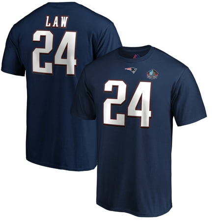Ty Law New England Patriots NFL Pro Line by Fanatics Branded 2019 Pro Football Hall of Fame Inductee Player Name & Number T-Shirt -