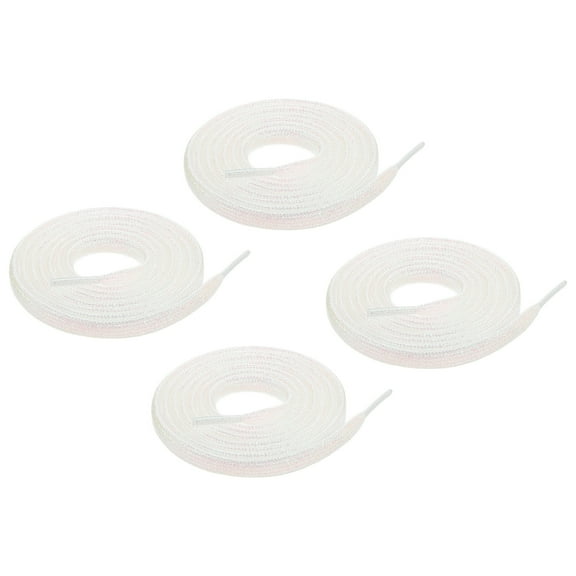 2pair Shiny Flat Shoe Laces, 43" Sparkle Metallic Shoelaces Sequin Shoe Strings for Sneakers Boots Skate Running Shoes, White