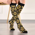 thumbnail image 5 of FORMRS Womens Knee High Socks Casual Long Thick Travel Daily Wear, 1 Pair, Black Sunflower Pattern, 5 of 6