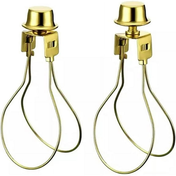 TWDRTDD Lamp Shade Light Bulb Clip Adapter Clip on with Shade Attaching Finial Top,2-Pack,Brass Color