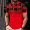 thumbnail image 2 of DDAPJ pyju Men Big and Tall Polos Shirt Short Sleeve Plaid Print Collared Tshirt Regular Fit Casual Golf Shirt Lightweight Business Office Tops Summer Clearance Sales Red M, 2 of 6