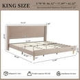 thumbnail image 4 of Zanmintaobo King Corduroy Platform Bed Frame with 42.5" Upholstered Wingback Headboard, Metal & Wood Slats,No Box Spring Needed, Mink, 4 of 8