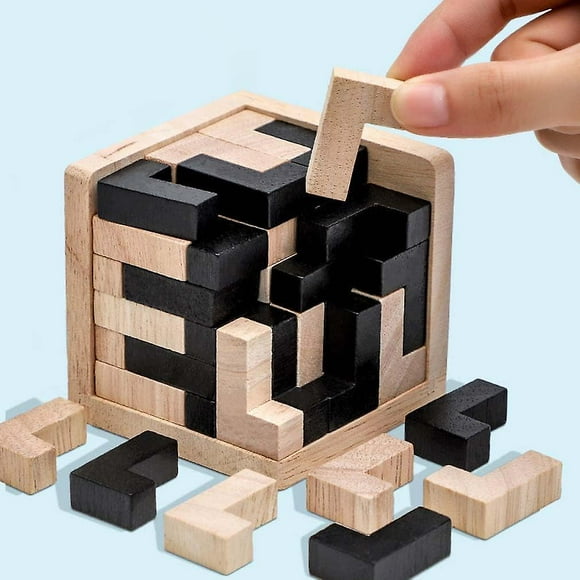 2 Piece Wooden Intelligence Toy Brain Teaser Game, Christmas Gift Wooden Puzzle Set, Puzzle Games Toy 3d Iq Games, Thinking Task Toy Geometry Logic Iq