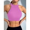thumbnail image 6 of Sleeveless Crewneck Tank Top Ribbed Knitted Crop Tops for Women Lilac L, 6 of 7