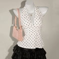 thumbnail image 4 of XIYON Tank Tops For Women Polka Dot Tie Back Backless Top Smocked Waist Slim Fit Sleeveless Camisole For Summer Fashion Clothing, 4 of 4