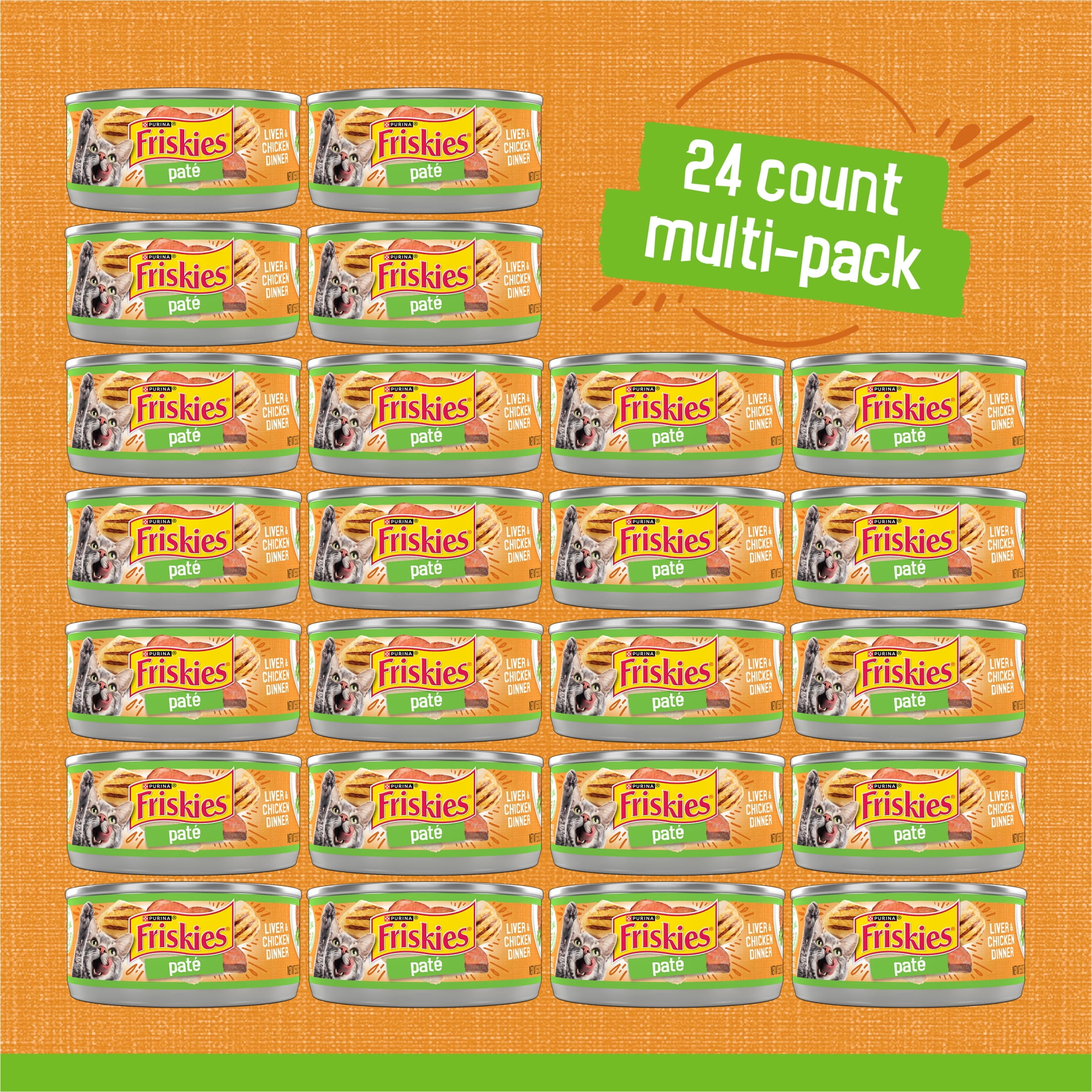 (24 pack) Purina Friskies Liver & Chicken Flavor Pate Wet Cat Food, 5.5 oz Can, 24 Pack