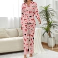 thumbnail image 2 of Top-kevin Women Long Sleeve Pajama Set Comfy Pjs Sets Cheetahs Leaping Purple Dots 2 Piece Lounge Set, 2 of 12
