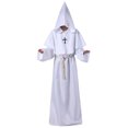 thumbnail image 1 of Disfraz medieval versátil Minnieouse para mujeres y hombres Monje Sacerdote Capa Túnica Blanco L, 1 of 6
