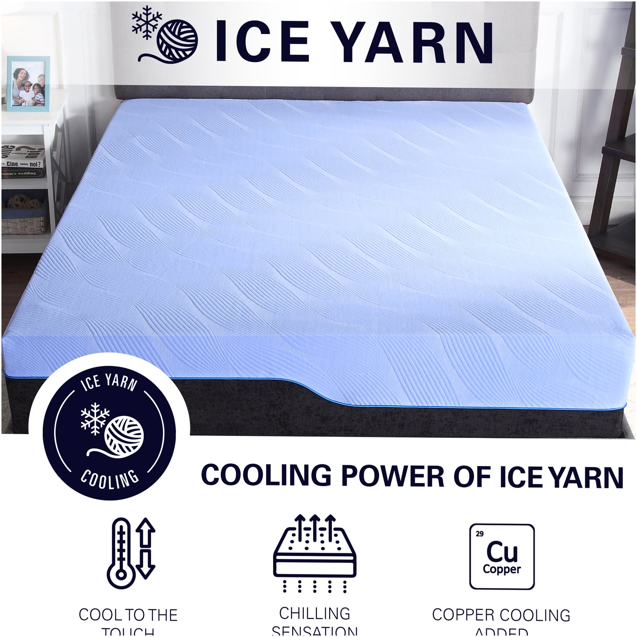 JERFIT King Size 12 Inch Hybrid Mattress, Blue Ice Cooling Cover, Individually Wrapped Coils, Medium Plush Feel for Side Sleepers, Motion Isolation, CertiPUR-US Foam