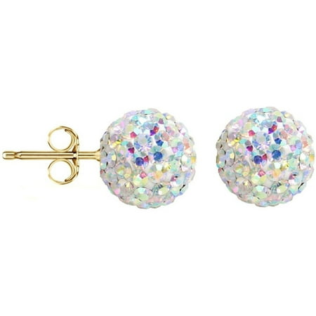 Pori Jewelers 14K Solid Gold Crystal Ball Stud Earrings