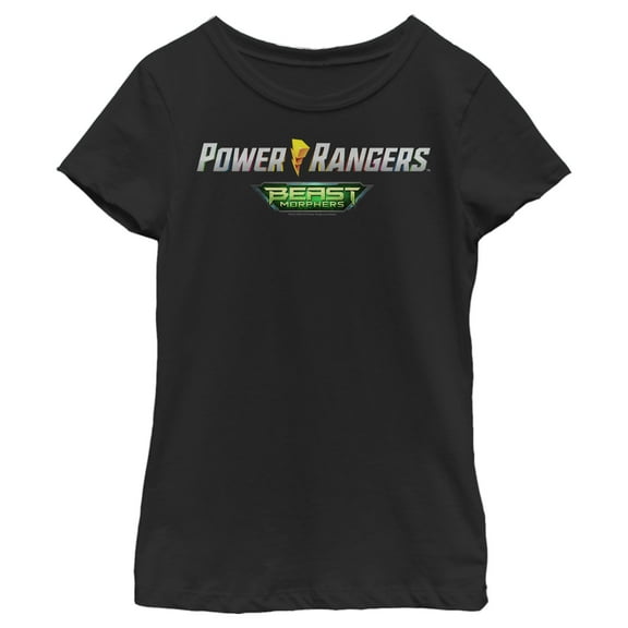 Girl's Power Rangers Beast Morphers Logo  Graphic Tee Black Large