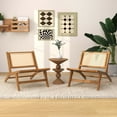 thumbnail image 4 of Costway Mid Century Modern Teak Wooden Chair with Handwoven Rattan Seat & Backrest, 4 of 8