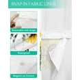 thumbnail image 3 of No Hook Shower Curtain with Snap-in Liner, Black White Bow Waterproof Fabric Bathroom Curtains, Spring Sunflower Plaid Watercolor Bath Curtains & Mesh Top Window Stand Up Stall 36"x72", 3 of 6