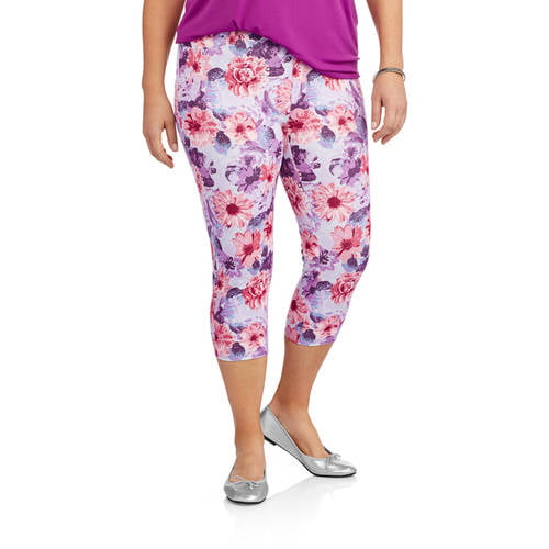 Women's Plus-Size Printed Capri Jeggings - Walmart.com