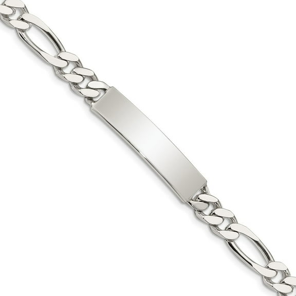 Auriga Fine Jewelry 925 Sterling Silver Engravable Figaro Link Id Bracelet 7.5inch for Women