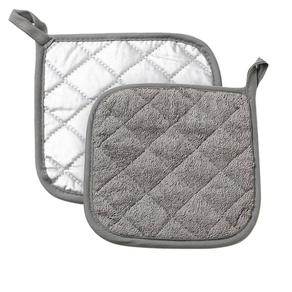 LYCAQL Cotton Heat Resistant Pot Holders Everyday Kitchen Basic Square Solid Color Pot Holder Multipurpose Quilted Hot Pads for Cooking and Baking Set of 2 (Grey)