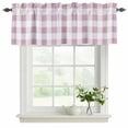 thumbnail image 2 of Pink Plaid Valances for Windows, Decorative Rod Pocket Window Valance Curtains, Spring Summer Farmhouse Buffalo Checkered Short Curtain Drapes for Kitchen/Living Room, 2 Panels, 54" W x 18" L, 2 of 8