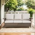 thumbnail image 2 of PARKWELL Wicker Outdoor 3 Seater Sofa,Patio Rattan Couch with Cushions Deep Seat,Beige, 2 of 11