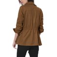thumbnail image 3 of Allegra K Women's Drawstring Waist Flap Pocket Zip Button Utility Jacket, 3 of 6