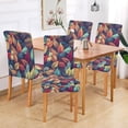 thumbnail image 2 of Yayeee 4 Pack Dining Chair Covers Stretch Parson Chairs Slipcovers Seat Protector, Blue Vibrant Leaves Pattern, 2 of 6
