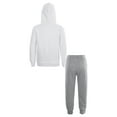 thumbnail image 2 of YEAHDOR Kids Boys 2Pcs Sweatsuit Activewear Long Sleeve Pullover Hoodie with Sweatpants Jogger Set White&Gray 9-10, 2 of 7