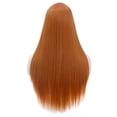 thumbnail image 7 of RightOn 28" Orange Wigs Straight Long Hair Wigs with Bangs Women Girls Light Orange Wig Synthetic Natural Looking Wig with Wefted Wig Cap, 7 of 7