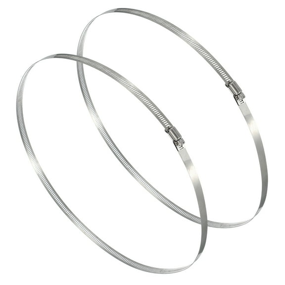 Uxcell 2 Pcs Hose Clamps, 7.9-17.7 Inch 304 Stainless Steel Adjustable Worm Gear Hose Clamp for Plumbing Automotive Hose Fuel Line Pipe Clamps, Silver