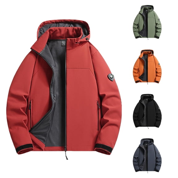 Unir Windproof Lined Hooded Sports Jacket for Unisex, Full Zip Long Sleeve with Pockets, Casual Everyday Outdoor Outerwear, 1 Piece, M-6XL, Plus Size Friendly