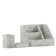 thumbnail image 2 of Emma + Oliver Three Piece Industrial Whitewashed Wood Desk or Vanity Organizer Set with Foam Pads, 2 of 12