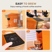 i Cafilas 3 in 1 Single Serve Coffee Maker,Self-Heating 19Bar Brewing Coffee Machine for K Cup、NESpresso and Ground Coffee,with 27oz Removable Water Reservior,Orange Espresso Coffee Machine