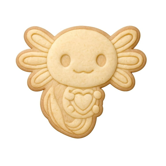 Axolotl Holding Heart Cookie Cutter & Stamp 4x3.36" for Baking Fondant Clay