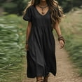 thumbnail image 7 of Wiyuqeen Boho Dresses for Women V Neck Short Sleeve Cotton Linen Dresses Solid Lightweight Maxi Dresses Wedding Guest Dresses, 7 of 7