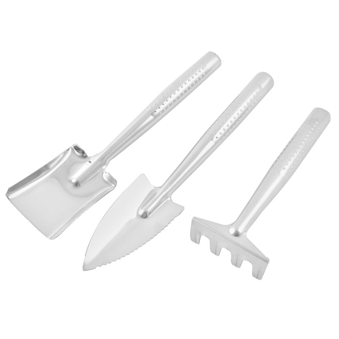 Unique Bargains Metal Shovel Trowel Rake Fork Gardening Garden Tools Set 3 in 1 by