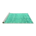 thumbnail image 2 of Ahgly Company Machine Washable Indoor Rectangle Solid Turquoise Blue Modern Area Rugs, 4' x 6', 2 of 4