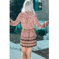 thumbnail image 1 of POGLIP Women's Pink Split V Neck Boho Floral Dress, 1 of 6
