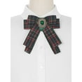 thumbnail image 4 of INSPIRE CHIC Women's Plaid Bow Brooch Tie Rhinestoneand Pearl Neck Tie Pin Checked Bow Tie Red, 4 of 4