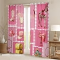 thumbnail image 3 of Homewish Fashion Cowgirl Cat Black Out Curtains, Pink Western Patchwork Curtains Pack of 2 (42x63 Each), Kawaii Rustic Horse Animal Bedroom Curtains, Living Room Curtains Decor, 3 of 7