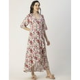 thumbnail image 3 of Moomaya V Neck Printed Rayon 3/4 Sleeve Wrap Dress - Women's Stylish Wrap Dress, 3 of 9