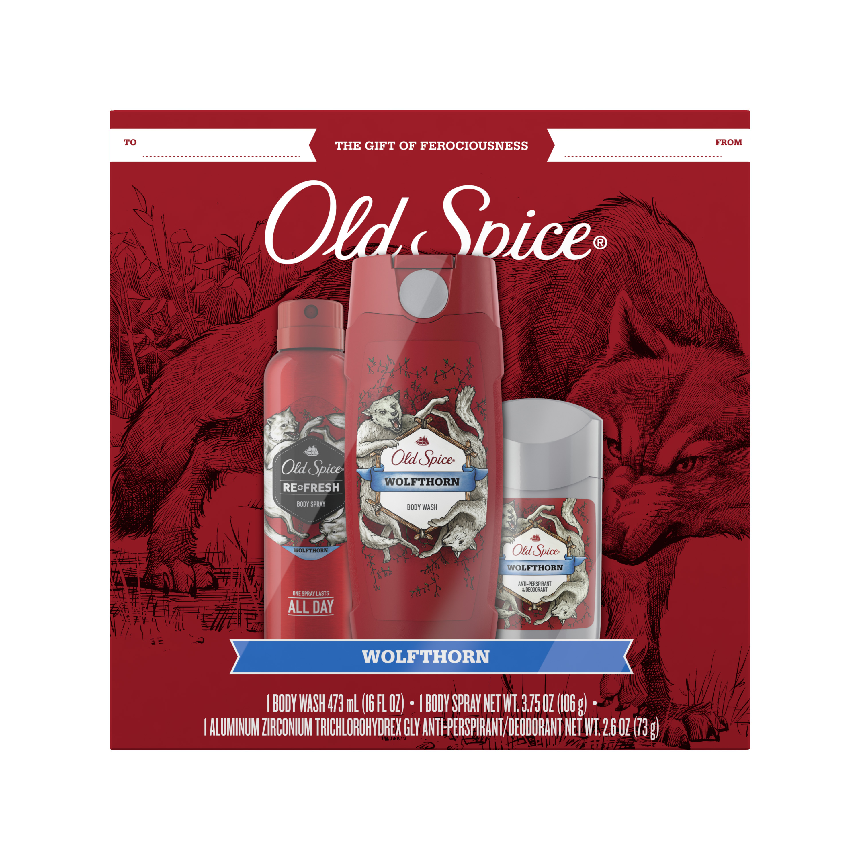 Old Spice Wolfthorn Wild Collection Body Wash, Body Spray Deodorant