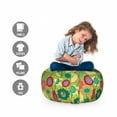 thumbnail image 2 of Colorful Storage Toy Bag Chair, Whimsical Pattern of Hand Drawn Style Flowers Creative Botanical Spring Fantasy, Stuffed Animal Organizer Washable Bag, Large Size, Multicolor, by Ambesonne, 2 of 3