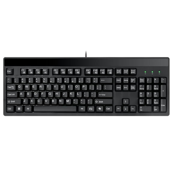 ADESSO EasyTouch 130 Full-Sized USB Wired Mechanical Keyboard with Brown Switches, Dedicated Copilot AI Hotkey, Gasket-Mounted for Quiet Typing, 2X Large Print Keycaps, and N-Key Rollover for Windows