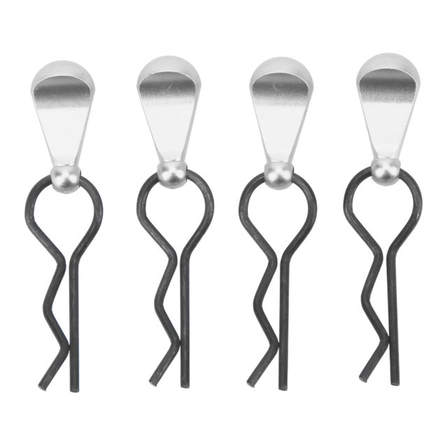 4 clip de carrocería RC R pin clip R de acero inoxidable, con tira de aleación de aluminio, adecuado para 1 / 8 1 / 10 RC plata automotriz
